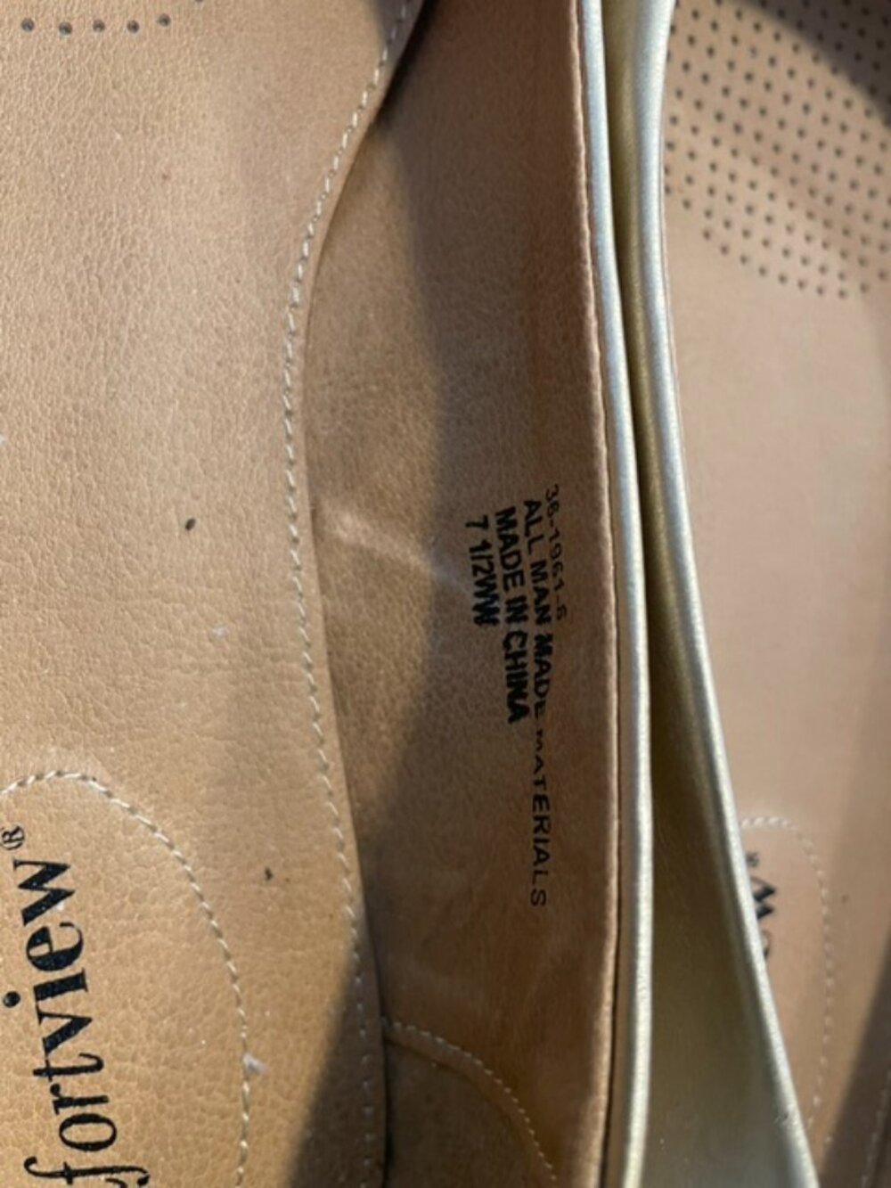 Formal Gold flat Dress shoes.  Size 7 1/2 wide